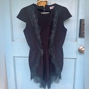 Lovecat Navy Lace Trim Romper size S